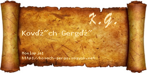 Kovách Gergő névjegykártya